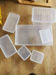 Assorted plastic boxes