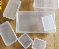 Assorted plastic boxes