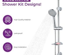 Blue Canyon 1.5m Chrome Shower Head & Hose + Rail