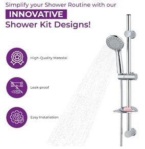 Blue Canyon 1.5m Chrome Shower Head & Hose + Rail
