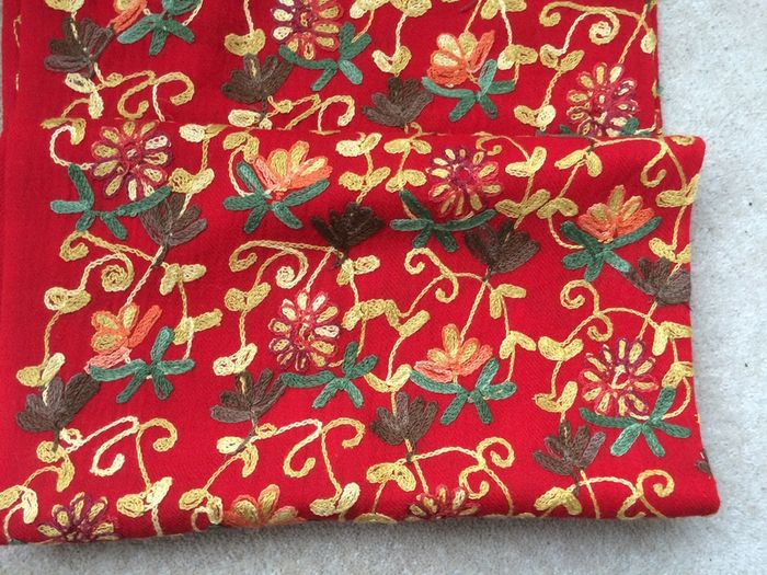Chinese red embroidered scarf