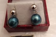 sterling silver  cultured  pearl earrings