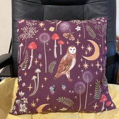 Hand made woodlands theme pre-filled 17"x17" cushions