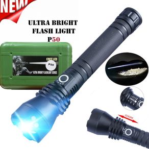 LED Glare Bright Flashlight Zoomable Adjustable Light USB Rechargeable Torch 26650 Battery Waterproof