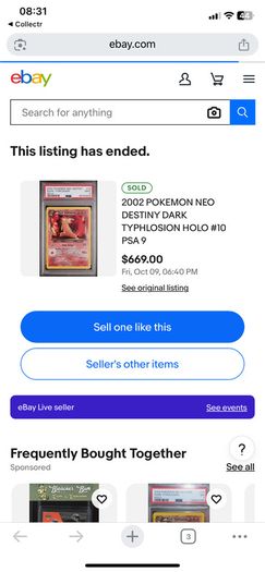 Pokemon card Dark Typhlosion Psa 9 holo Neo Destiny vintage
