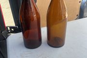 2 empty Flagons. Bulmers bottles.. corked caps