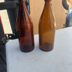 2 empty Flagons. Bulmers bottles.. corked caps