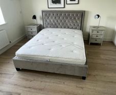 Complete King Size Bedroom Set - Bed, Mattress, Lockers & Lamps (Like New!)