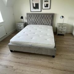 Complete King Size Bedroom Set - Bed, Mattress, Lockers & Lamps (Like New!)