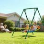 Swing Set for Backyard 100 cm Saucer Swing Seat with Heavy Duty A-Frame Metal Stand, 199.6 kg Load Capacity, Reinforced with Spiral Ground Anchors Image 8