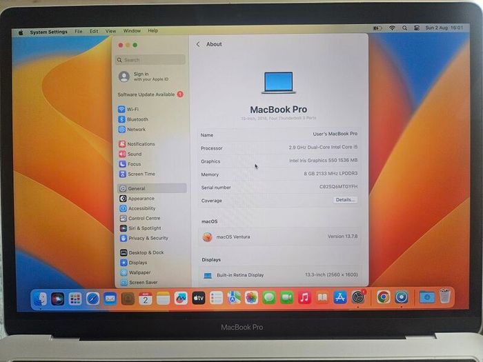 Apple Macbook Pro  2017 Excellent Condition. Intel i5-6267U 2.9GHz 8GB RAM