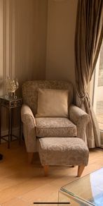 Large Cream Armchair and Footrest