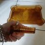 vintage Amber glass dressing table tray and trinket dish Image 6