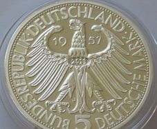 Germany 5 Deutsche Mark ( Joseph von Eichendorff ) 2013 proof Commemorative replica of rare 1957 coin