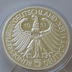 Germany 5 Deutsche Mark ( Joseph von Eichendorff ) 2013 proof Commemorative replica of rare 1957 coin