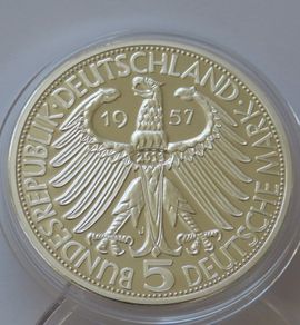 Germany 5 Deutsche Mark ( Joseph von Eichendorff ) 2013 proof Commemorative replica of rare 1957 coin