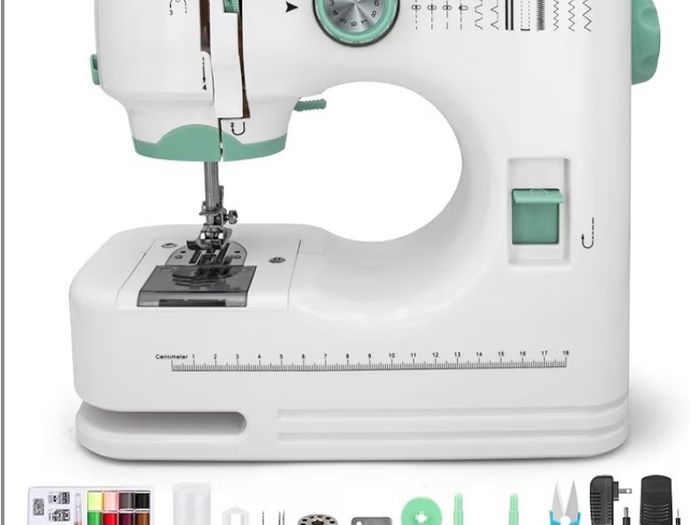 Portable Electric with 12 Built-In Stitch Patterns, 6 Presser Feet, Foot Pedal, 2-Speed Control, Fast Sewing for Clothes, Fabrics, DIY & Home Use