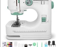 Portable Electric with 12 Built-In Stitch Patterns, 6 Presser Feet, Foot Pedal, 2-Speed Control, Fast Sewing for Clothes, Fabrics, DIY & Home Use