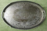 Vintage Silver Plated Gallery Tray: Sheffield Copper Serving Tray