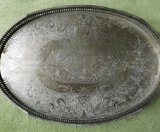 Vintage Silver Plated Gallery Tray: Sheffield Copper Serving Tray