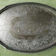 Vintage Silver Plated Gallery Tray: Sheffield Copper Serving Tray