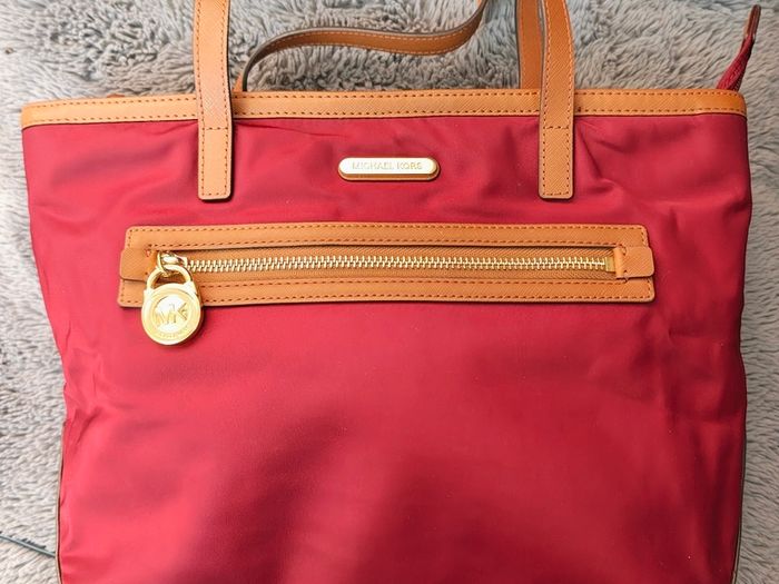 Michael Kors Burgundy Nylon & Leather Tote Bag