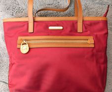 Michael Kors Burgundy Nylon & Leather Tote Bag