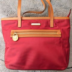 Michael Kors Burgundy Nylon & Leather Tote Bag