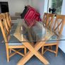 Glass dining room table with 6 chairs Image 2