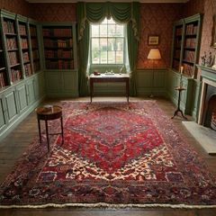 Classic Large Persian Heriz Hand Knotted Carpet Rug