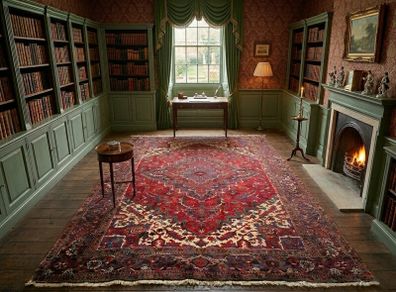 Classic Large Persian Heriz Hand Knotted Carpet Rug