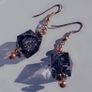 Smokey Plum Glass Cube Facet Drop Earrings Image 3