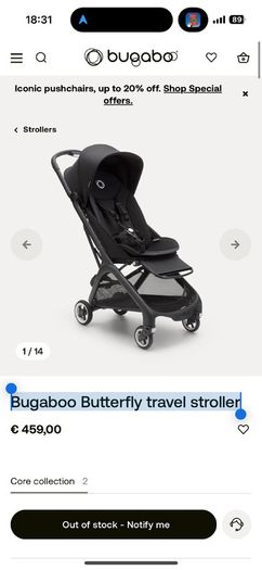 Bugaboo Butterfly Travel Stroller