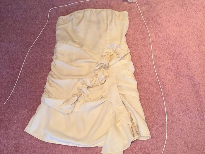 PrettyLittleThing cream dress matching neck tie