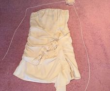 PrettyLittleThing cream dress matching neck tie