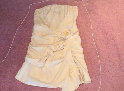 PrettyLittleThing cream dress matching neck tie