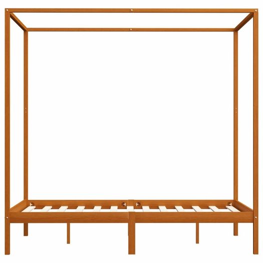 Canopy Bed Frame Honey Brown Solid Pine Wood 120x200 cm
