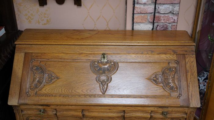 French Carved Oak Bureau