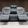 3 Seater Titan Plus Electric Grey Fabric Recliner Sofa Image 2