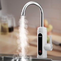220V 3000W Electric Instant Heater Tap, Stainless Steel Kitchen Tap, LED Temperature Digital Display, 360 Swivel Hot and Cold Mixer Water Tap for Kitchen Bathroom