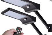 Solar Lights Outdoor, Angle Adjustable Solar Security Lights Remote Control Solar Wall Light IP65 Waterproof Solar Powered Lights, Dimmable Motion Sensor Lights Outdoor for Garden Door Garage, 2 Pack