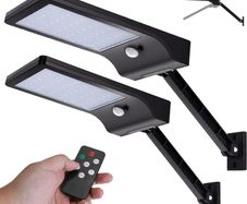 Solar Lights Outdoor, Angle Adjustable Solar Security Lights Remote Control Solar Wall Light IP65 Waterproof Solar Powered Lights, Dimmable Motion Sensor Lights Outdoor for Garden Door Garage, 2 Pack