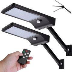 Solar Lights Outdoor, Angle Adjustable Solar Security Lights Remote Control Solar Wall Light IP65 Waterproof Solar Powered Lights, Dimmable Motion Sensor Lights Outdoor for Garden Door Garage, 2 Pack