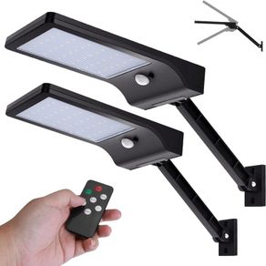 Solar Lights Outdoor, Angle Adjustable Solar Security Lights Remote Control Solar Wall Light IP65 Waterproof Solar Powered Lights, Dimmable Motion Sensor Lights Outdoor for Garden Door Garage, 2 Pack