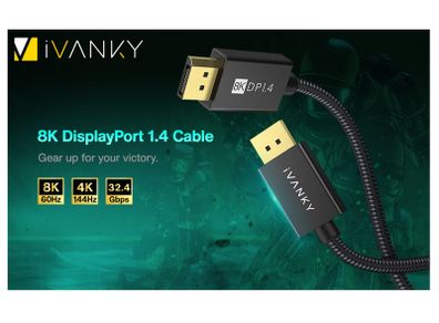 iVanky 4.5M Premium DisplayPort 1.4 UHD/3D 8K (7680x4320@60Hz) 32.4Gbps (Aluminium Alloy/Nylon Braided/Gold Plated) Cable (Brand New/Warranty)