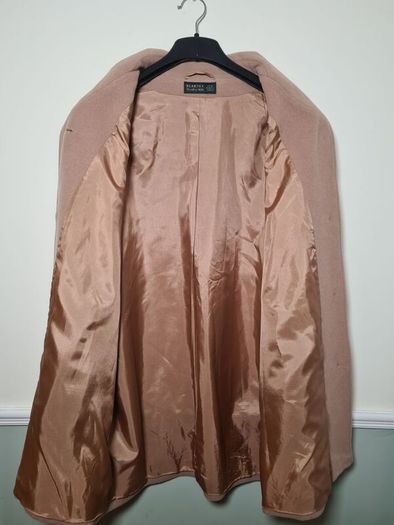womens BLARNEY WOOLEN MILLS wool cashmere coat 3/4 lenght jacket brown tan camel Size UK 18 EU 44