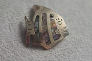 Vintage Alpaca Mexico fish brooch