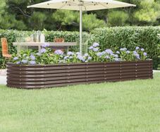 Garden Raised Bed Galvanised Steel 296x80x36 cm Brown