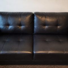 Black Faux leather 2-seater sofa