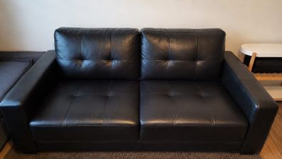 Black Faux leather 2-seater sofa